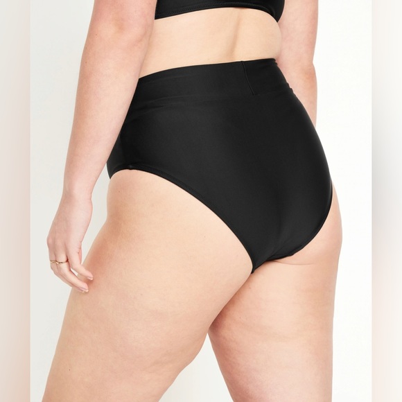 Old Navy Women’s Banded High-Waist Bikini Swim Bottoms Black Large 12-14 - Picture 8 of 16